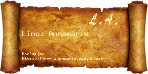 Lincz Annamária névjegykártya